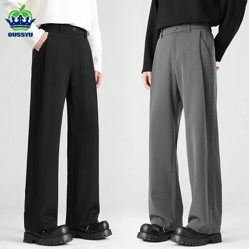 OUSSYU Marke Luxus Qualität Baggy Casual Hosen Männer Business Elastische Taille Koreanische Schwarz Arbeit Formale Hosen Männlichen Plus Größe S-4XL