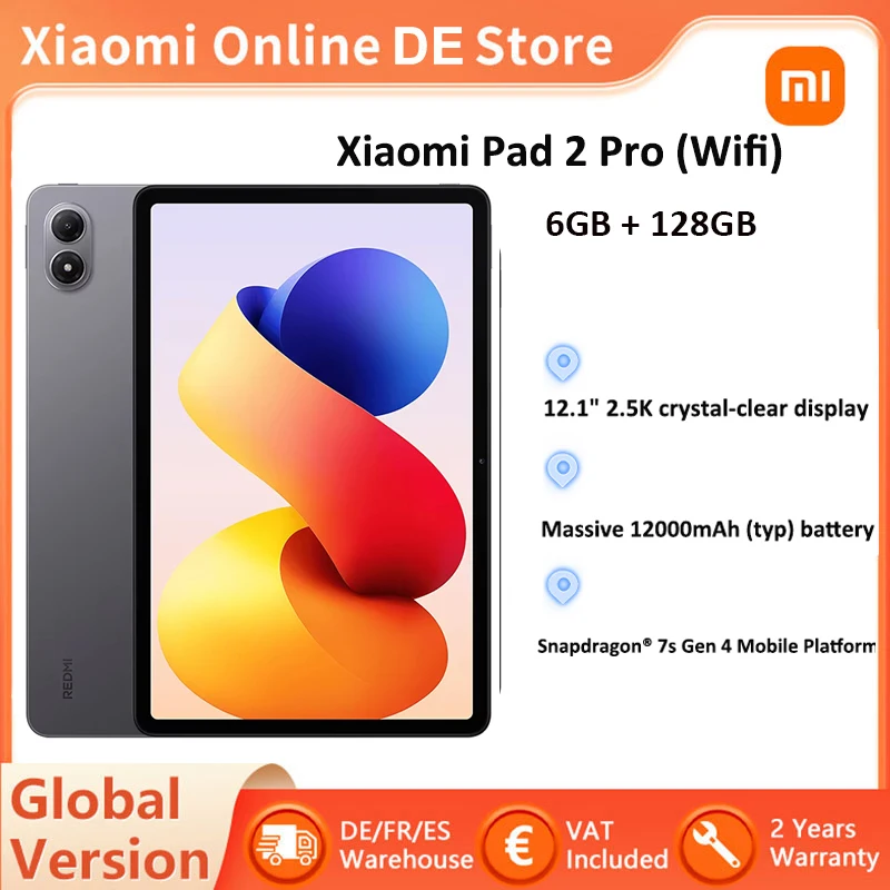 Xiaomi Redmi Pad 2 Pro Wifi Global Version Tablet 6GB 128GB Snapdragon 7s Gen 4 Processor 120Hz Refresh Rate Xiaomi HyperOS 2 Image