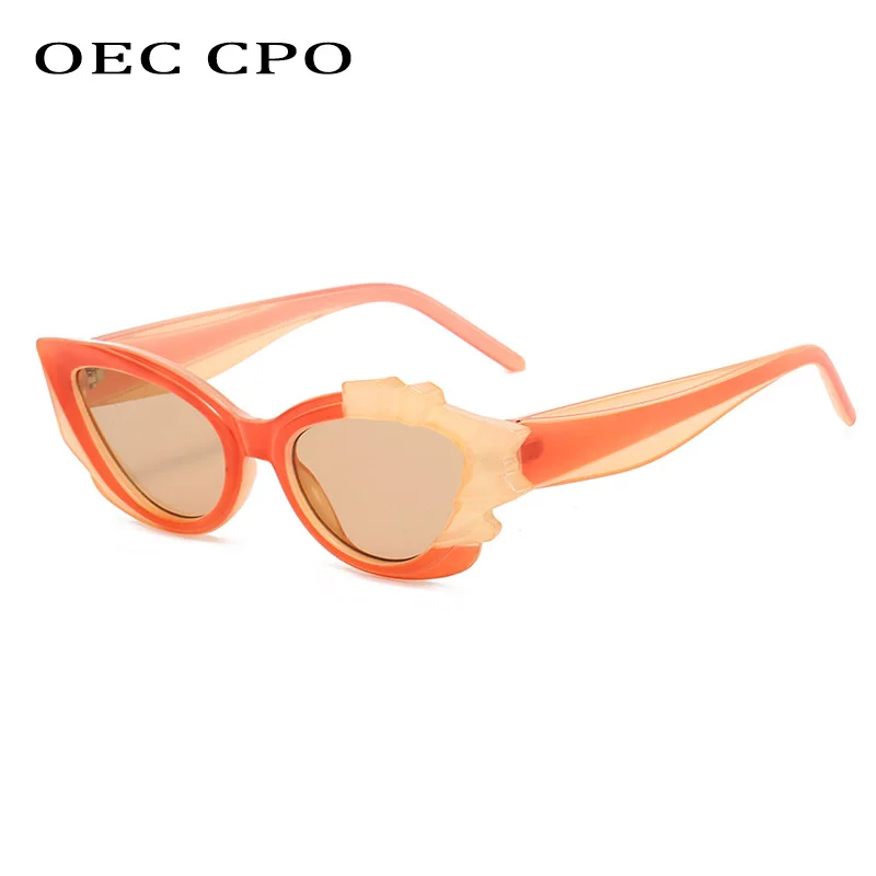 Punk Cat Eye Mode Sonnenbrillen Frauen Luxusmarke kleinen Rahmen orange Sonnenbrille weibliche Trends uv400 Brillen Lady de Sol Oculos