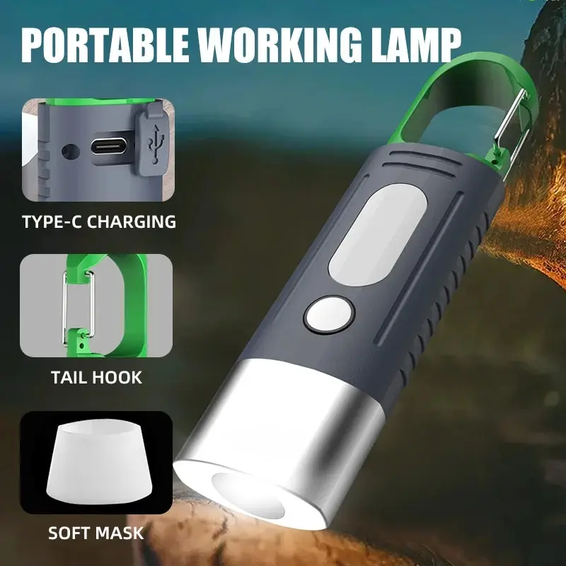 Praktische Mini-Hochleistungs-LED-Taschenlampe, Camping-Taschenlampe, 3 LEDs und Seitenlichter, wasserdichtes Teleskop-Zoom-Licht, Lampenschirm Image