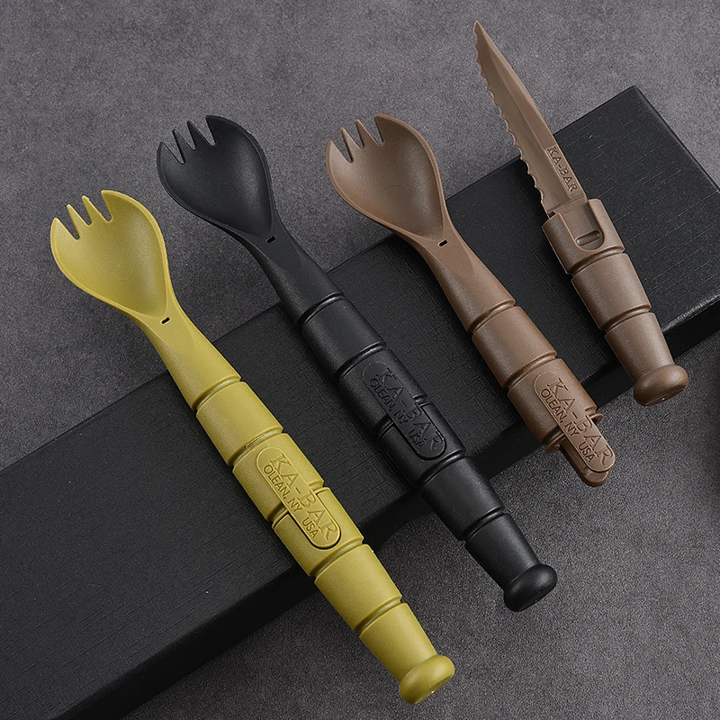 Taktisches Mini-EDC-Geschirr, multifunktionale Werkzeuge, Gabeln, Löffel, Messer, Kombination, für Camping, Wandern, Outdoor, Halloween Image