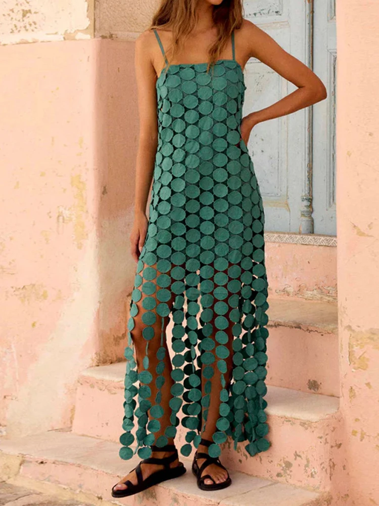 Elegante Ärmellose Abendkleider Modisches Design Stilvoll Ausgeschnitten Rundhals Neckholder-Kleid Damen Rückenfreies Einfarbiges Gerades Kleid Image