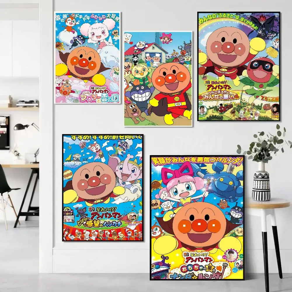 Niedliche Cartoon-A-Anpanman-Anime-Vintage-Poster, klebriges Vintage-Zimmer, Zuhause, Bar, Café, Dekor, Kawaii-Raumdekoration
