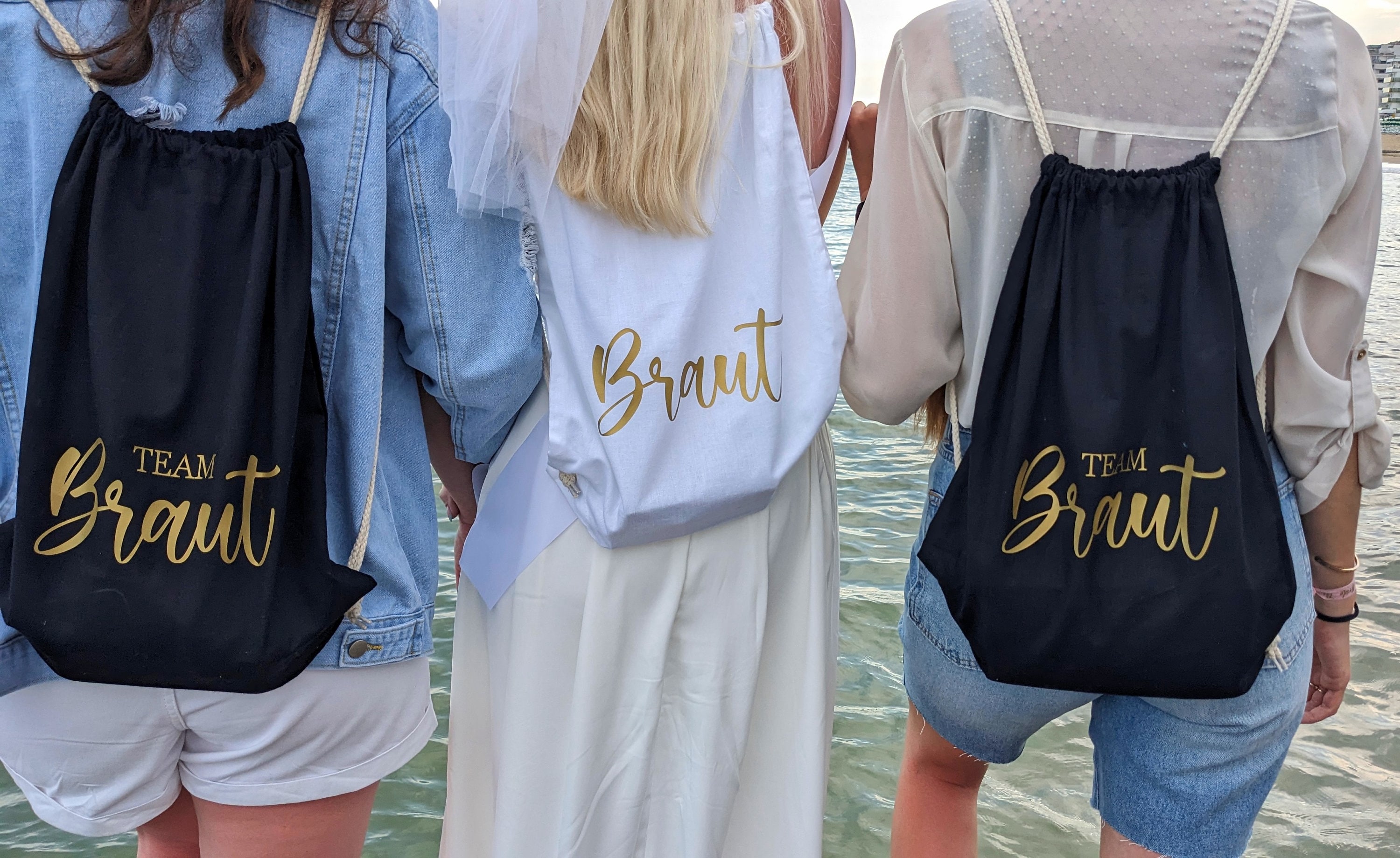 Borsa con coulisse per il team dell'addio al nubilato | Borsa in cotone con coulisse | Borsa in iuta per l'addio al nubilato, borsa con coulisse per i
