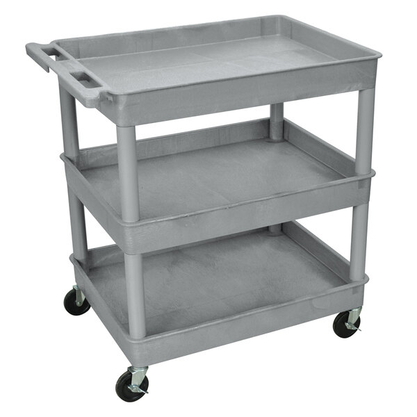 Luxor TC111-G Gray 3 Tub Utility Cart - 24" x 32" x 38 1/2"