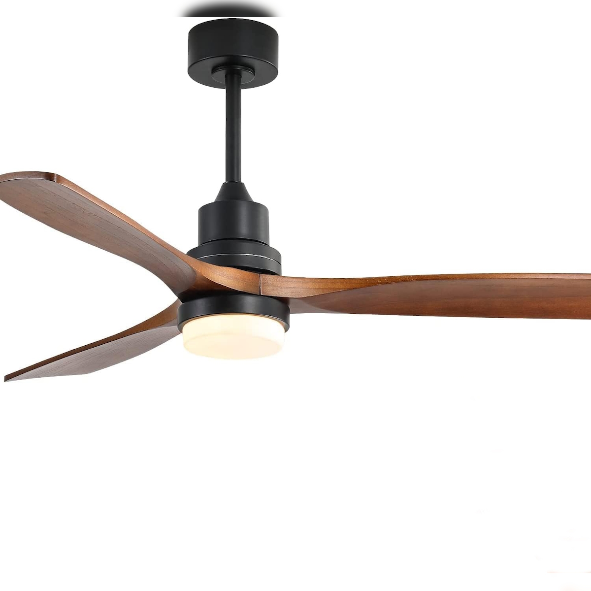 OKWISH Deckenventilator 52x132x132 cm mit LED-Beleuchtung Fernbedienung 6 Stufen Timer Umkehrfunktion energiesparender DC Motor Metall Holz Schwarz Image