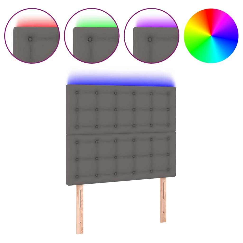 vidaXL LED Kopfteil Grau 80x5x118/128 cm Kunstleder Image