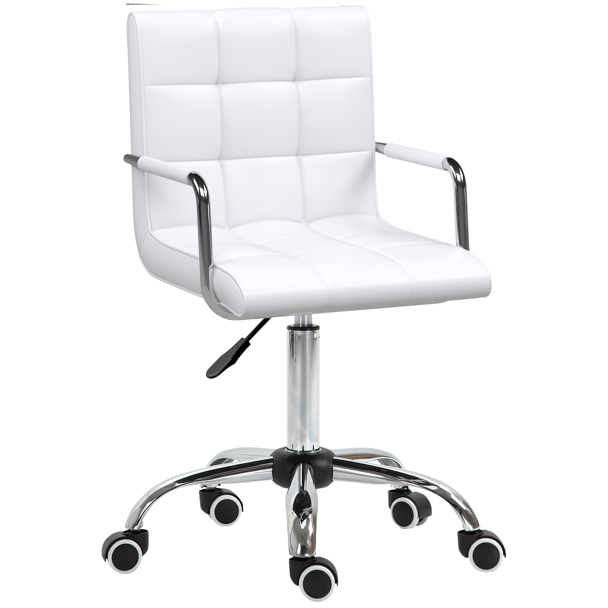 STILVORA Bürostuhl Drehstuhl höhenverstellbar 99x53x54 cm ergonomischer Chefsessel mit Armlehnen und Rollen Kunstleder Weiß für Büro Homeoffice Image
