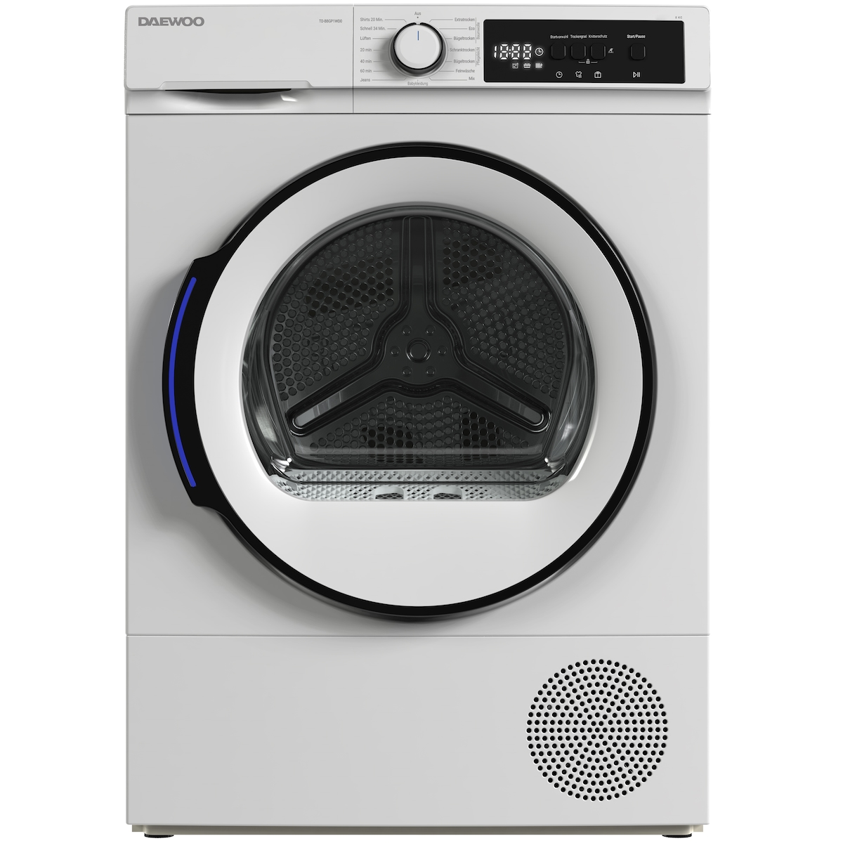 Daewoo TD-B8GP1WD0-DE Wäschetrockner Frontlader, D, 8 kg Wärmepumpentrockner, 15 Programme, Kurzprogramm, Knitterschutz Image