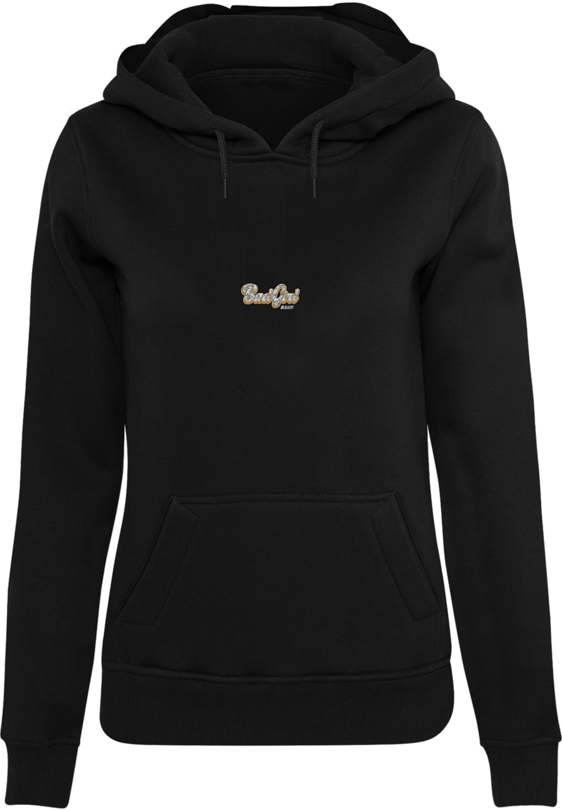 Kapuzensweatshirt MISS TEE "Miss Tee Damen BadGirl Bang Hoody", Damen, Gr. M, schwarz, 65% Baumwolle, 35% Polyester, bedruckt, Sweatshirts