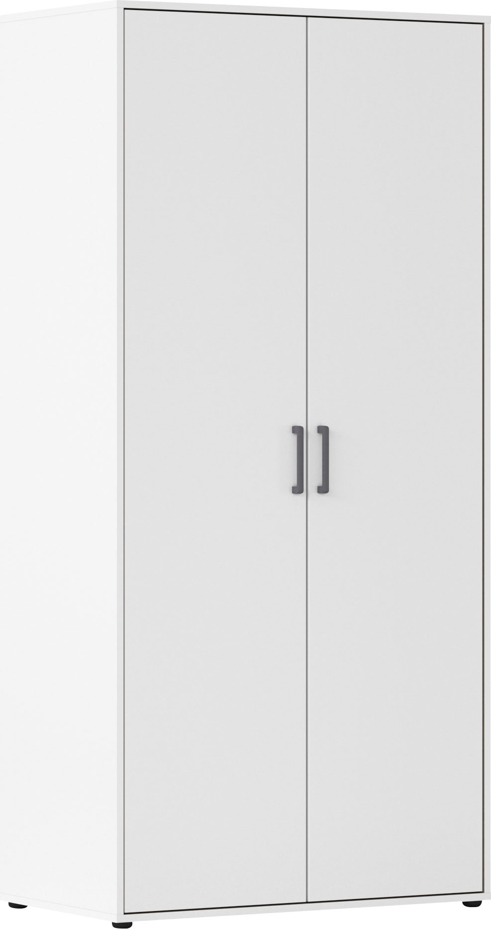 Kleiderschrank RAUCH "VOYAGER Garderobe Wäscheschrank TOPSELLER Schlafzimmer", alpinweiß, griffe graumetallic, B:93cm H:194cm T:53cm, Holzwerkstoff, Schränke, Kleiderschrank, mit 2 modernen Griffvarianten, viel Stauraum MADE IN GERMANY Image