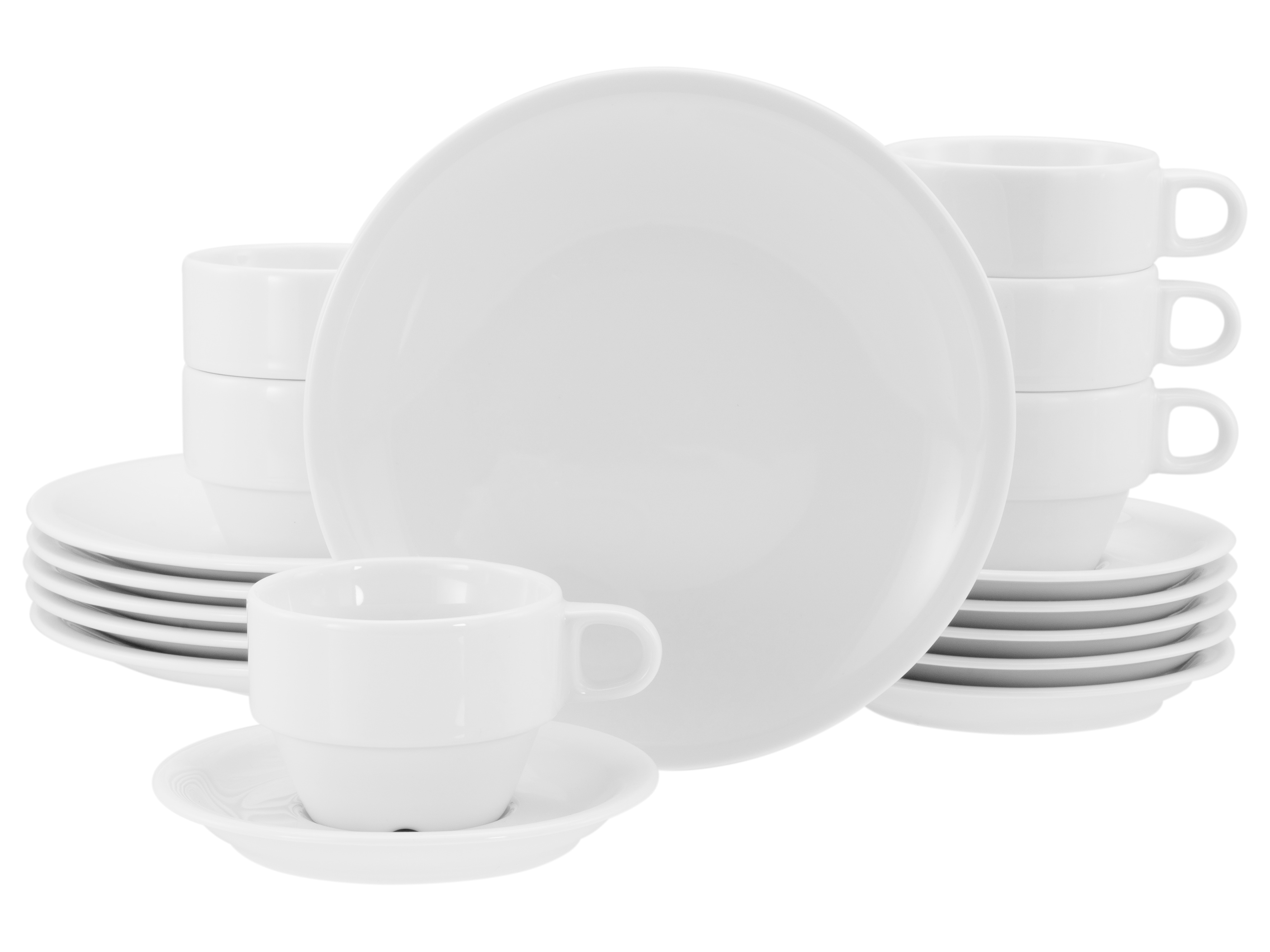 Kaffeeservice CREATABLE "Milano Weiss, Service 18-tlg.", weiß, 18, Porzellan, Geschirr-Sets, Kaffeeservice, Daily Use, Minimalistischer Stil