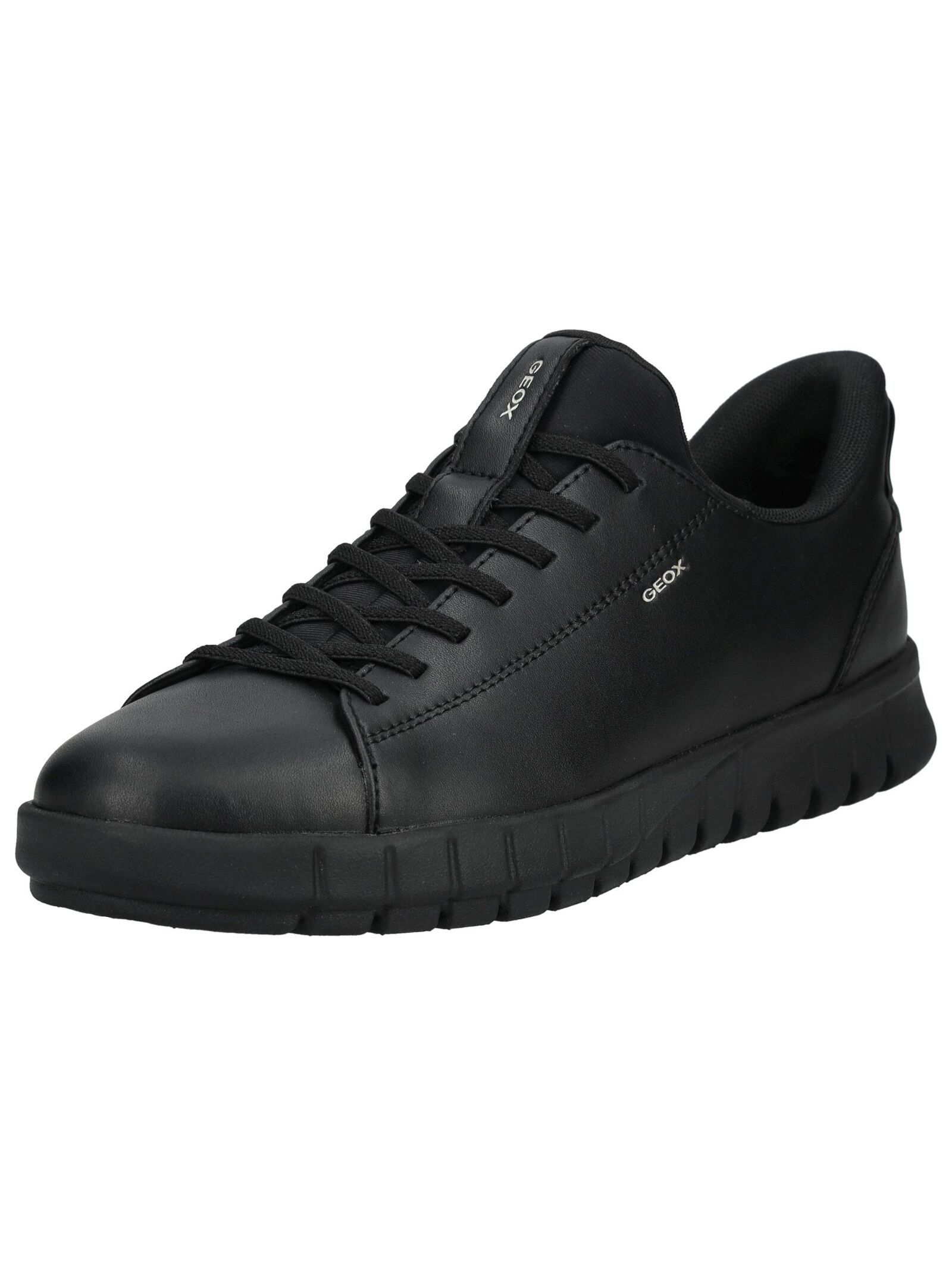 Sneaker GEOX "Geox Sneaker Leder", Herren, Gr. 45, schwarz, Schuhe Sneaker
