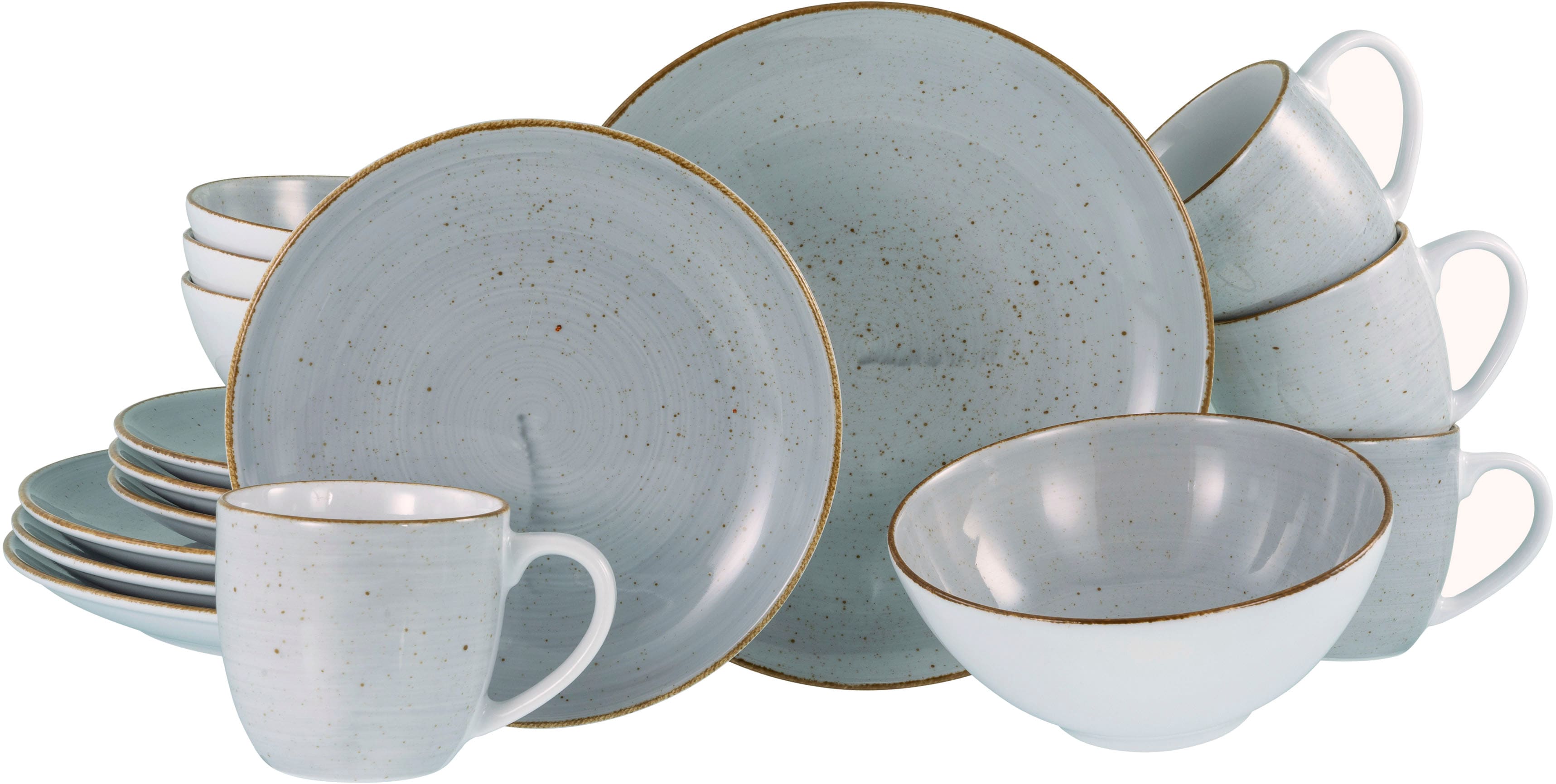 Kombiservice CREATABLE "Vintage Nature, Service 16-tlg.", stein, 16, Porzellan, Geschirr-Sets, Kombiservice, Naturverbundenes Design, Handgemalt