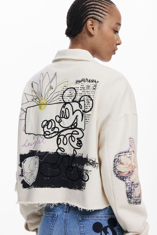 Mickey Button Sweatshirt, Cotton - Gray - Desigual Sweats