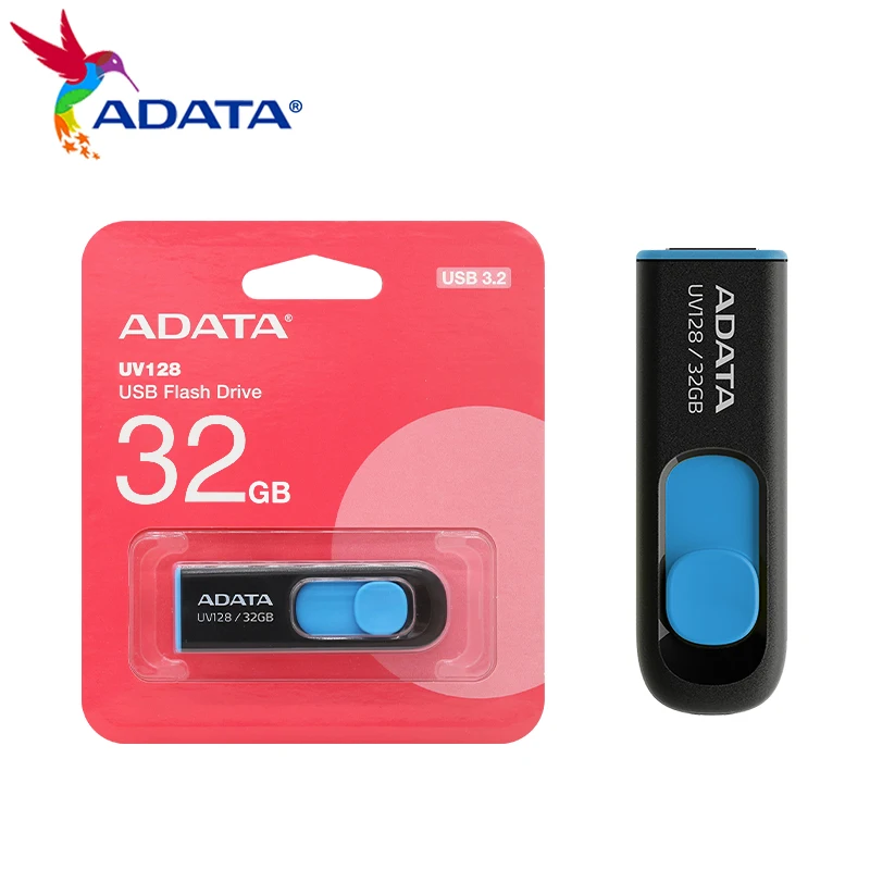 Clé USB 3.2 ADATA UV128 originale, clé USB 32 Go 64 Go, clé USB haute vitesse, mini clé USB, clé USB en métal, clé USB mémoire