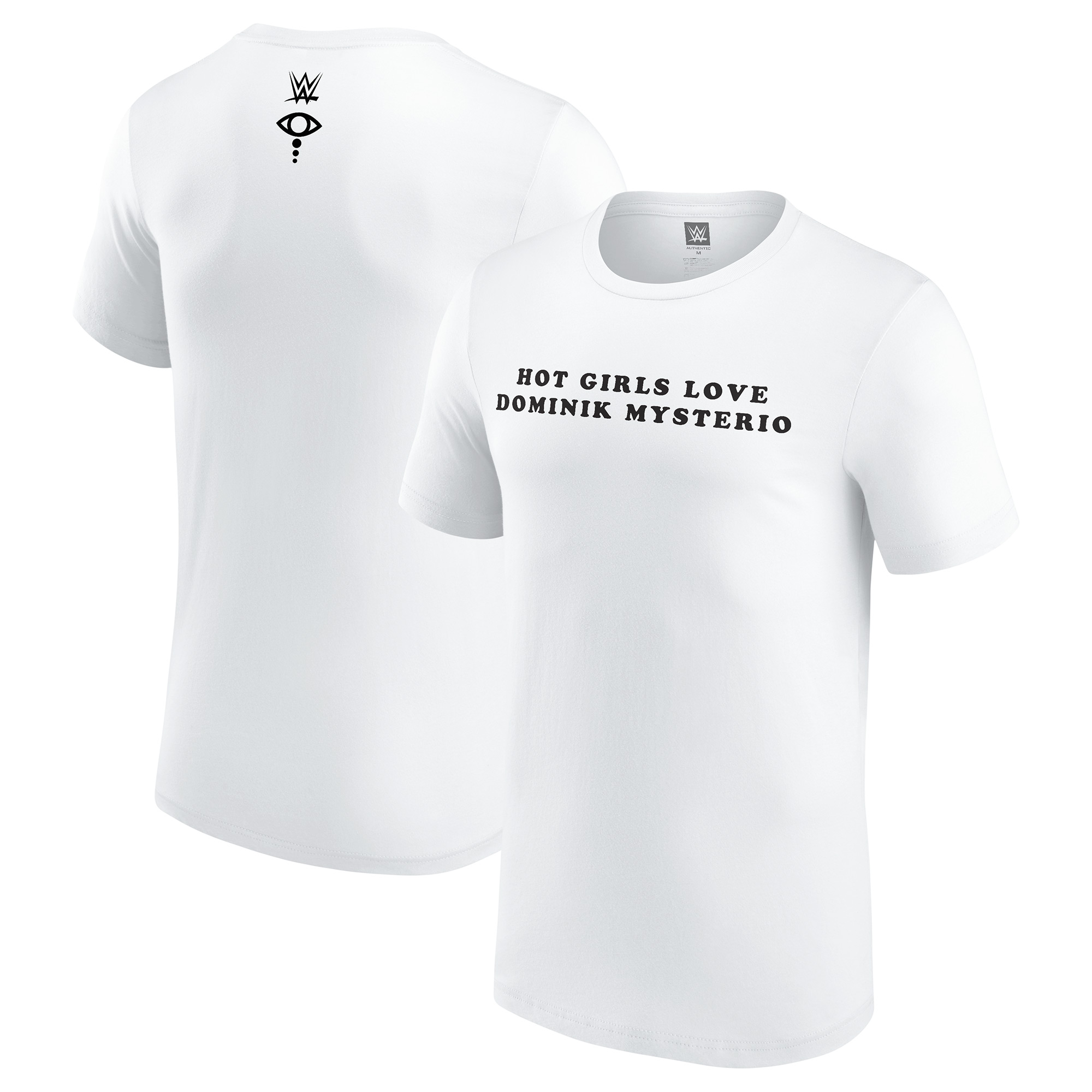 "Weißes Herren-T-Shirt von Liv Morgan mit dem Aufdruck „Hot Girls Love Dominik Mysterio“" Image