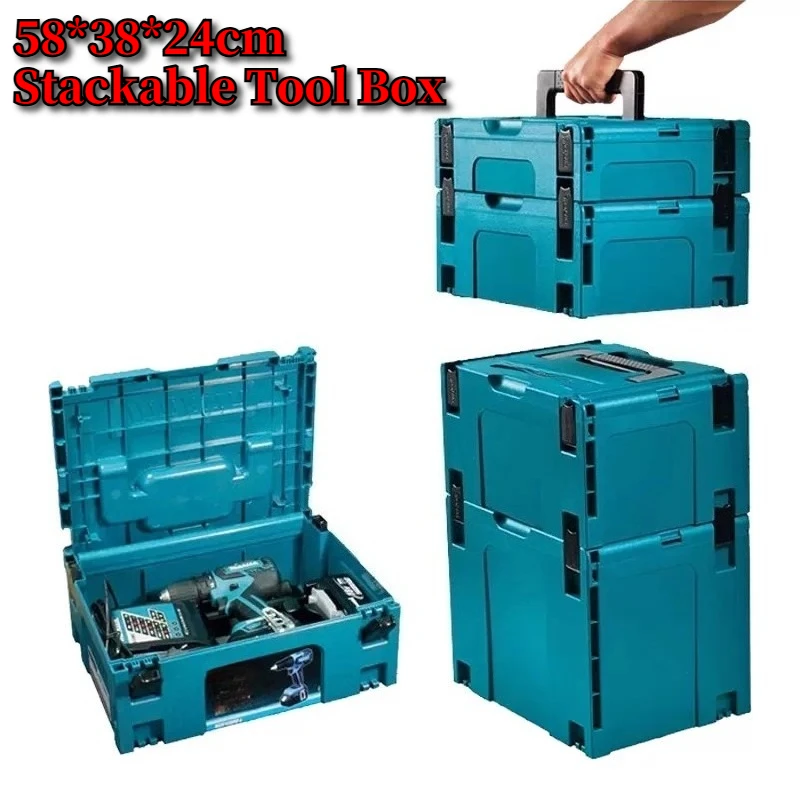 Ensemble de boîtes à outils modulaires empilables 58x38x24cm, grande boîte à outils, coffret à outils pour atelier, garage, organiseur d'outils
