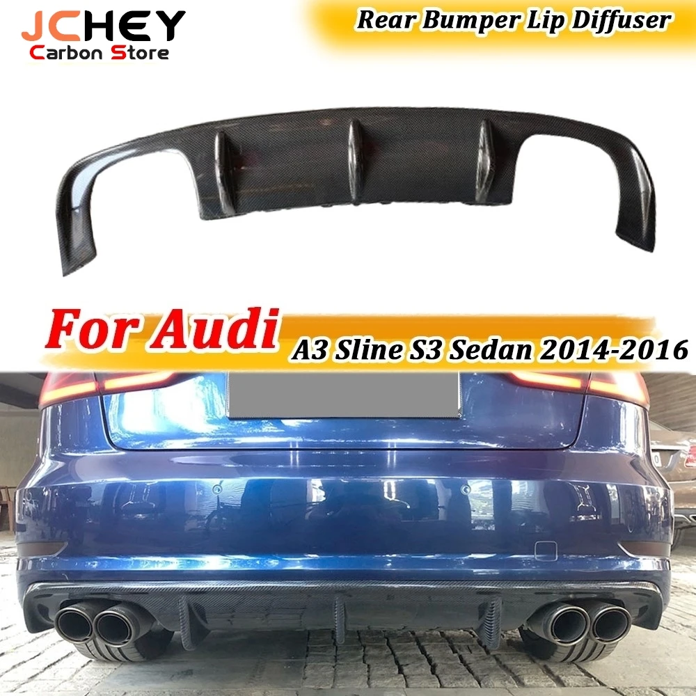 Diffuseur de pare-chocs arrière en fibre de carbone FRP pour Audi, style de voiture, Audi A3 Sline S3 Sedan 4 portes non A3 Standard 2014 2015 2016