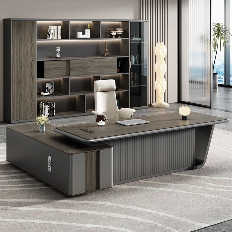 Präsidenten-Schreibtisch, Chefsessel, Bürotisch für Führungskräfte, modische Schreibtischstuhl-Kombination, Büromöbel