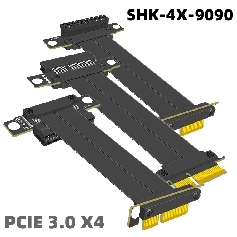 Pci-e x4 riser pcie 4x kabel pci express riser karte pci e x4 rechtwinkliger gen3 adapter pc motherboard gpu ssd extender konverter Image