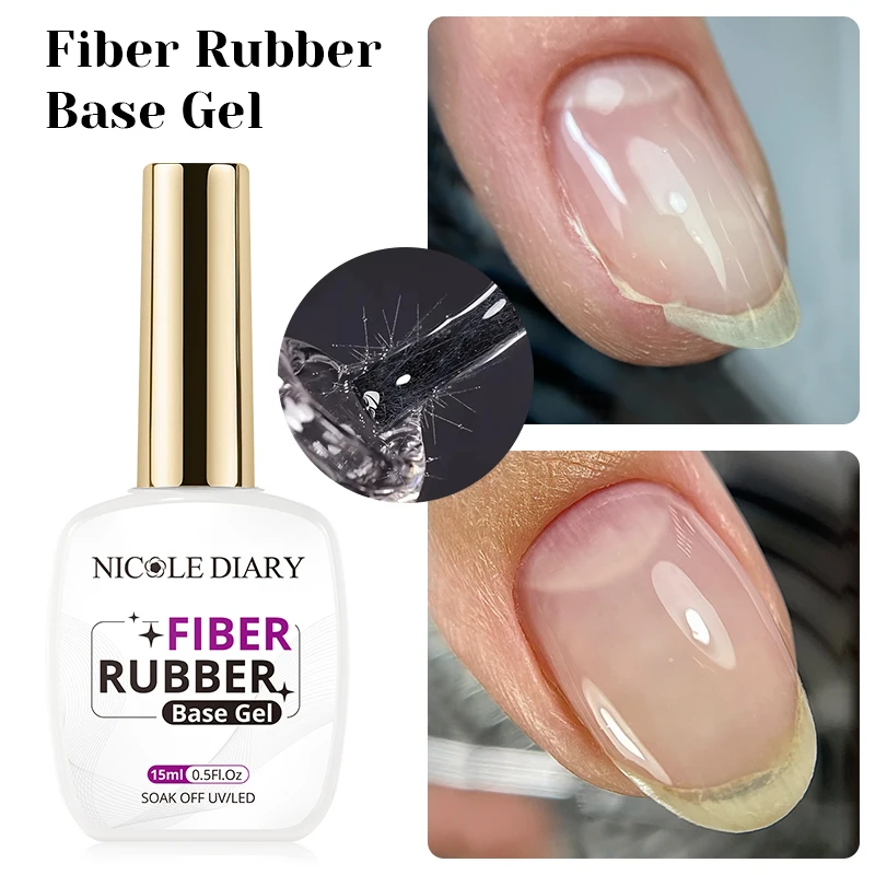 NICOLE DIARY 15 ml klare Faser-Gummi-Basis-Gelfunktion, semi-permanentes Gel, gebrochener Nagel, reparierte Faserglas-Gel-Maniküre Image