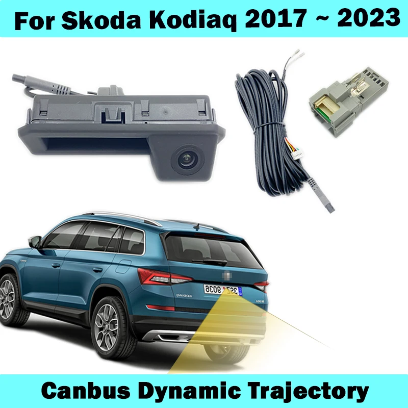 HICAMRUI Rückfahrkamera hinten für Skoda Kodiaq 2017–2023 Canbus Dynamic Trajectory Kamera Plug and Play ohne Codierung Image