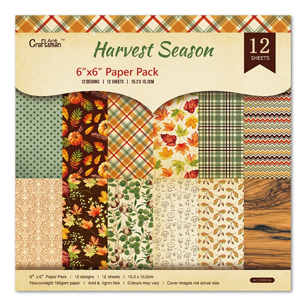 6 Zoll 12 Blatt Weihnachten Hand Konto Hintergrundpapier Kürbis Blatt Blume Scrapbooking Material DIY Album Scrapbook Papier Image