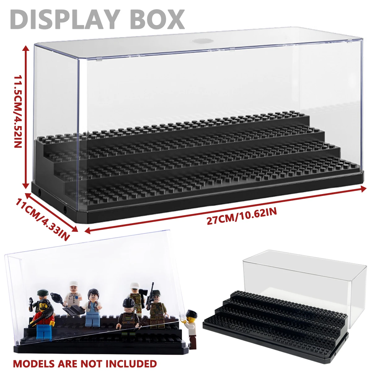 Acryl-Minifiguren-Vitrine, stapelbare und staubdichte Baustein-Displaybox für Lego-Actionfiguren, bietet Platz für bis zu 32 Figuren