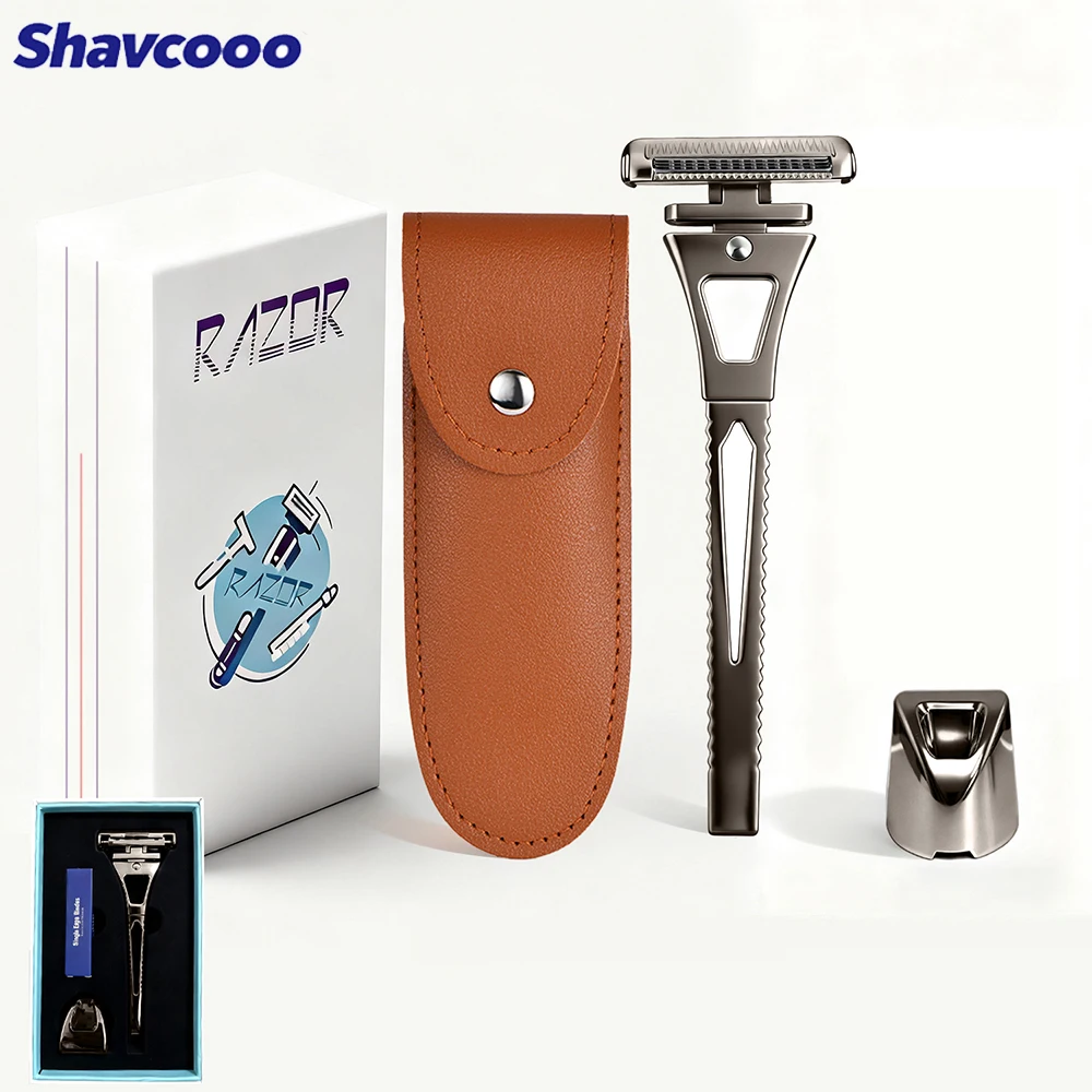 Shavcooo Glide Pro 4D Sicherheitsrasierer, Edelstahl, rotierender Kopfrasierer für Männer mit Ständer, Herren-Rasierset für die Körperpflege, Geschenke Image
