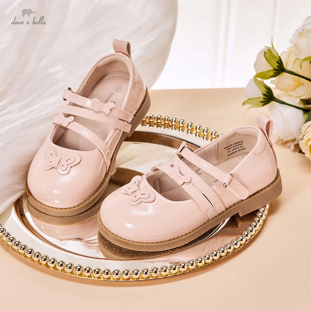 Dave Bella Kinder Lederschuhe Herbst Frühling Baby Mädchen Charme Prinzessin Schuhe Anti Slip Elegante Party Kind Rosa Schuhe DB1260460