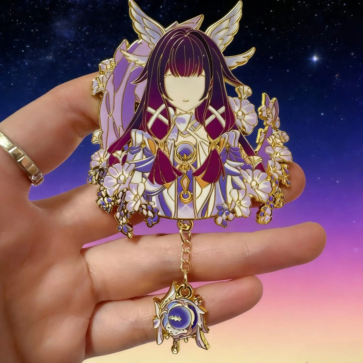 Genshin Impact Colombina Flins Profil Metall-Pin Figur Cosplay Abzeichen Rucksack-Anstecker Metall-Brosche Mode-Accessoire Geschenk Image