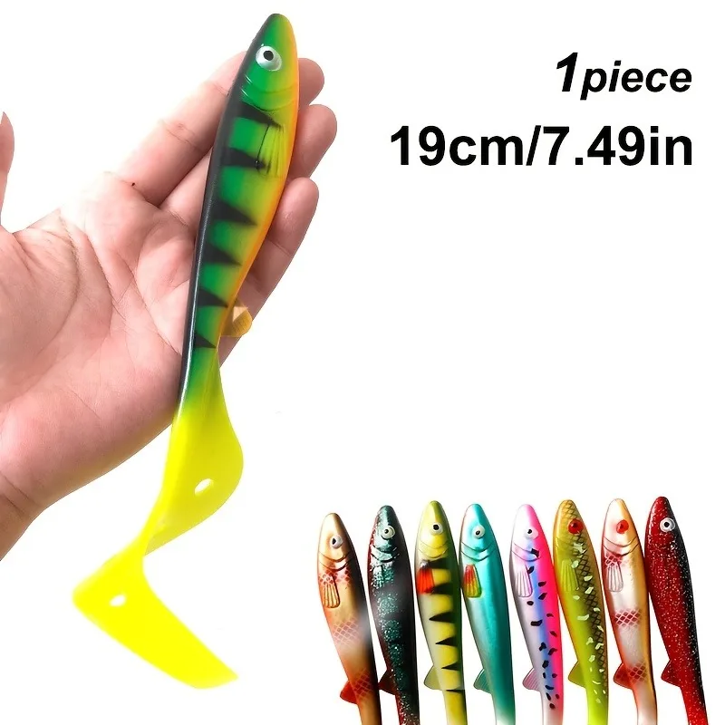Lebensechter 7,5-Zoll-Swimbait mit lockigem Schwanz – langsam sinkende Aktion ruft Bissanfälle von Barsch, Zackenbarsch und anderen Fischen an. Salzwasser/Süßwasser. Image