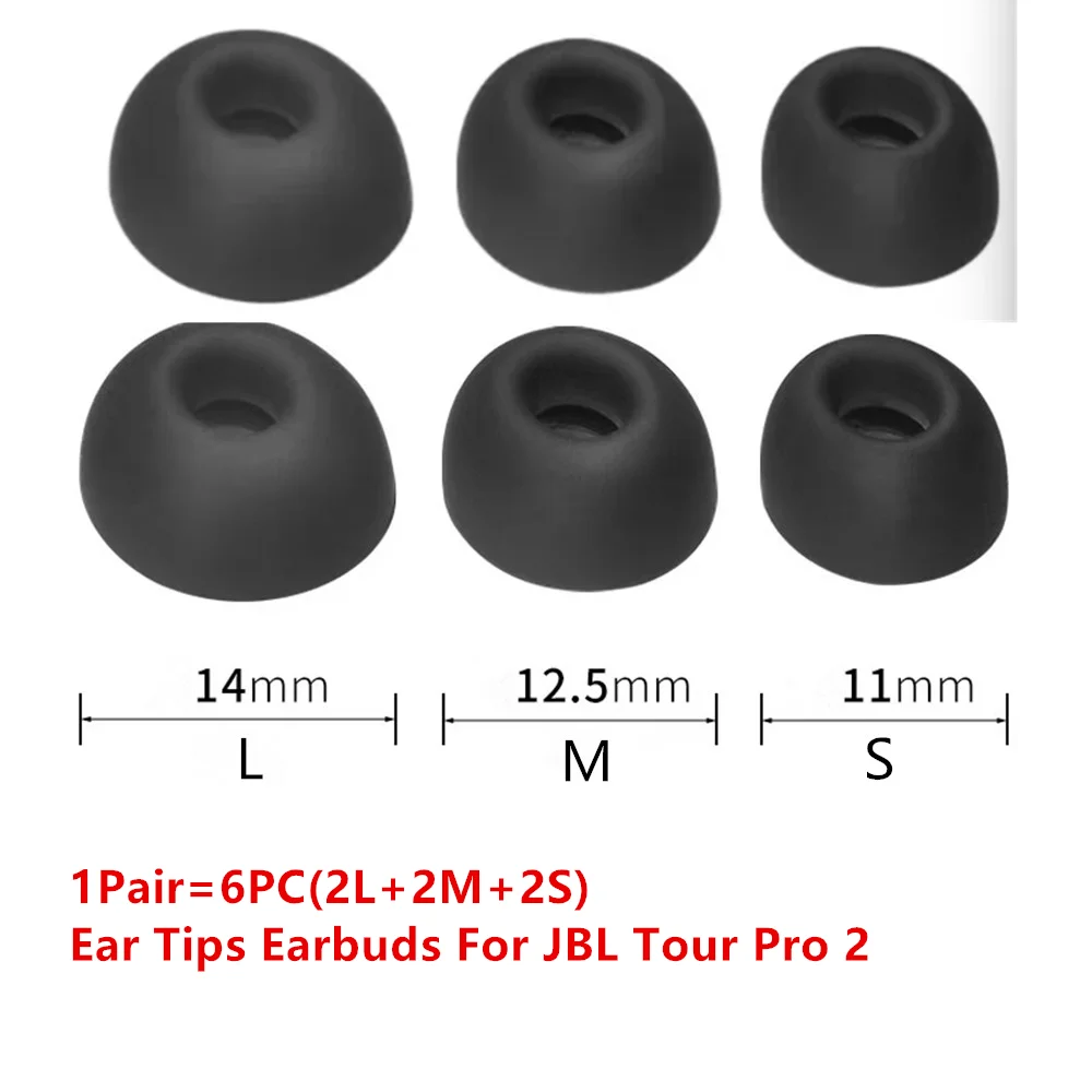 6 Stück In-Ear-Ohrstöpsel für JBL Tour Pro 2 Kopfhörer Silikon-Schutzhüllen Ersatz-Ohrstöpsel Ohrpolster Grau/Schwarz Image