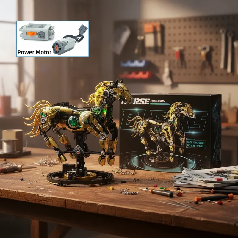 2026 MOC Mechanisches Pferd DIY Bausteine Modell Technische Bausteine DIY Tischdekoration Spielzeug-Set für Erwachsene und Kinder 1055 Teile Image