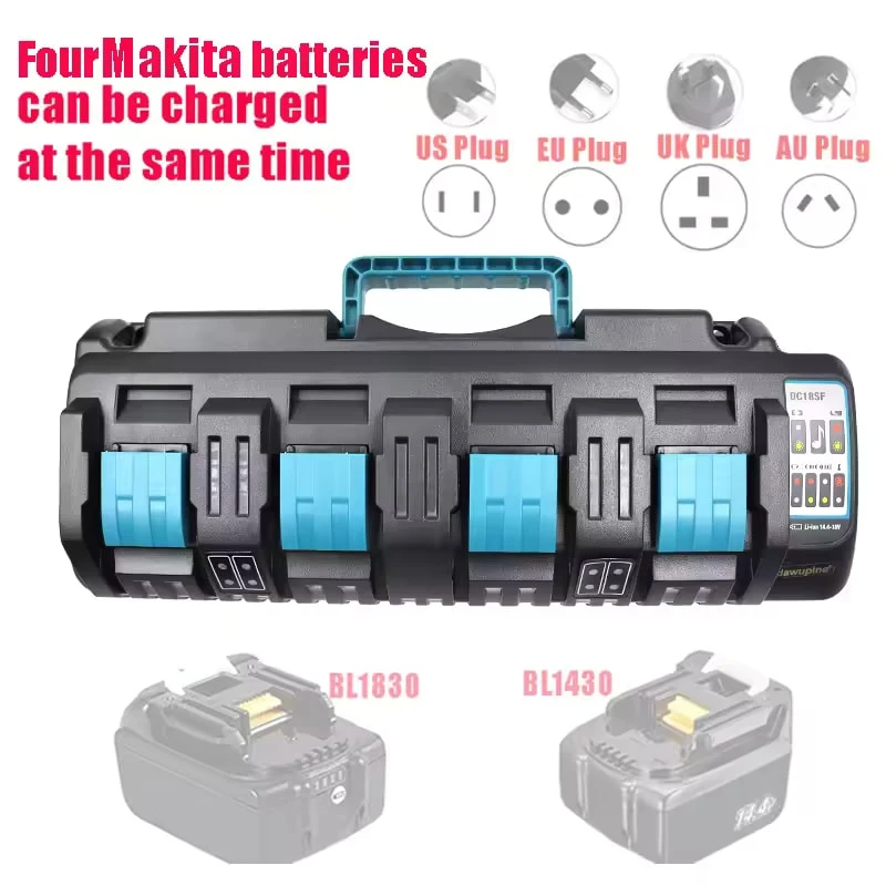 DC18RF 4 Ports Li-Ionen-Akku kompatibel für Makita 18 V Akku, 14,4 V/18 V Lithium-Ionen-Akkus DC8RA DC18RC BL1830 Bl1430 Image