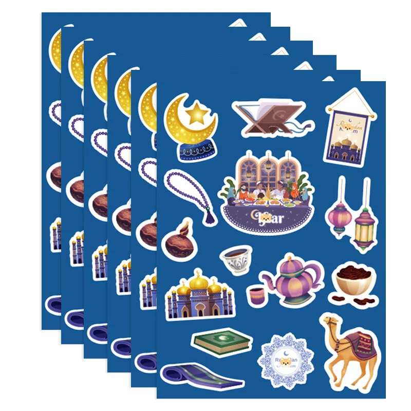 10 Blatt Eid Mubarak DIY-Aufkleber Kinder-Puzzlespiel Islamische Muslimische Partyzubehör 2026 Ramadan Heimdekoration Wandaufkleber Image