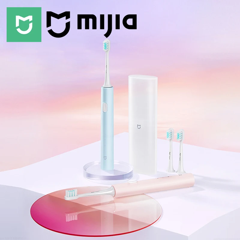 MIJIA T200/T200C elektrische Schallzahnbürste, 2 Modi, 2 Bürstenköpfe, Zahnaufhellungsbürste, USB-C, 25 Tage Akkulaufzeit, IPX7 wasserdicht Image