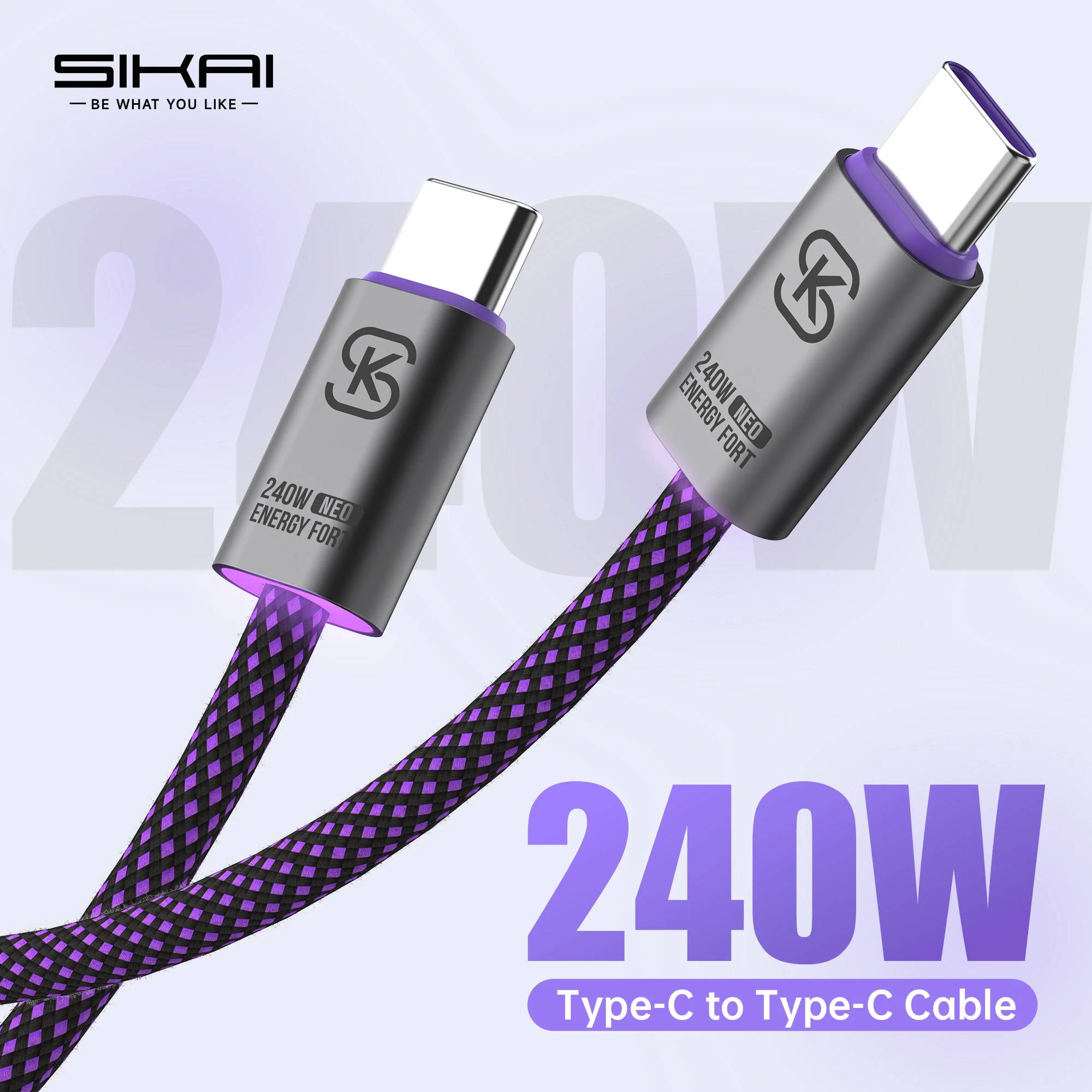 USB C auf USB C Kabel PD240W Schnellladung Typ C Ladekabel Geflochtenes USB C Ladekabel für iPhone16promax/15 Samsung Xiaomi Image