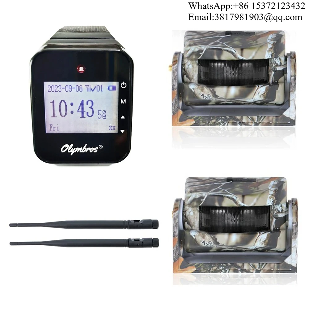 Olymbros Drahtloses Outdoor-PIR-Sensor-Jagdalarmsystem Bewegungsmelder mit 1 Empfängeruhr und 2 PIR-Sensoren