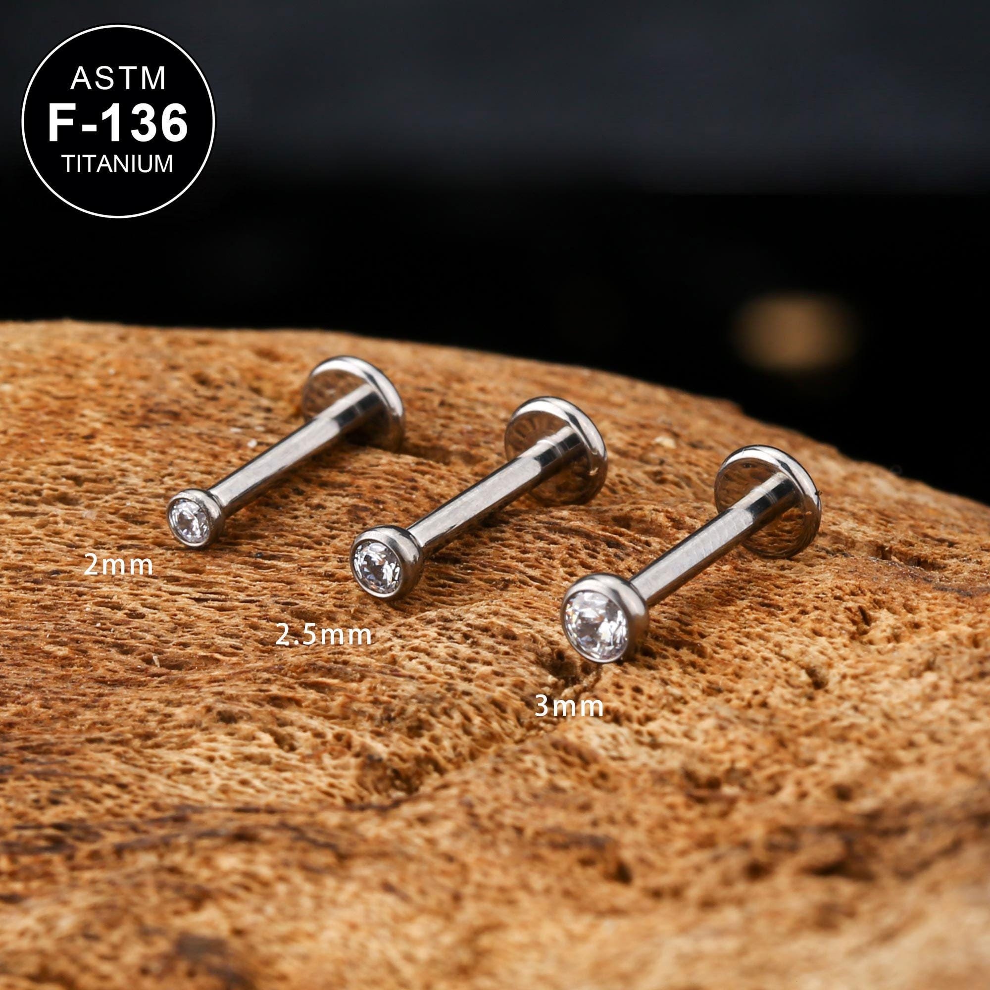Piercing per cartilagine con castone in titanio 16G e zirconi cubici/piercing per cartilagine/piercing per elica/piercing per trago/orecchino con part