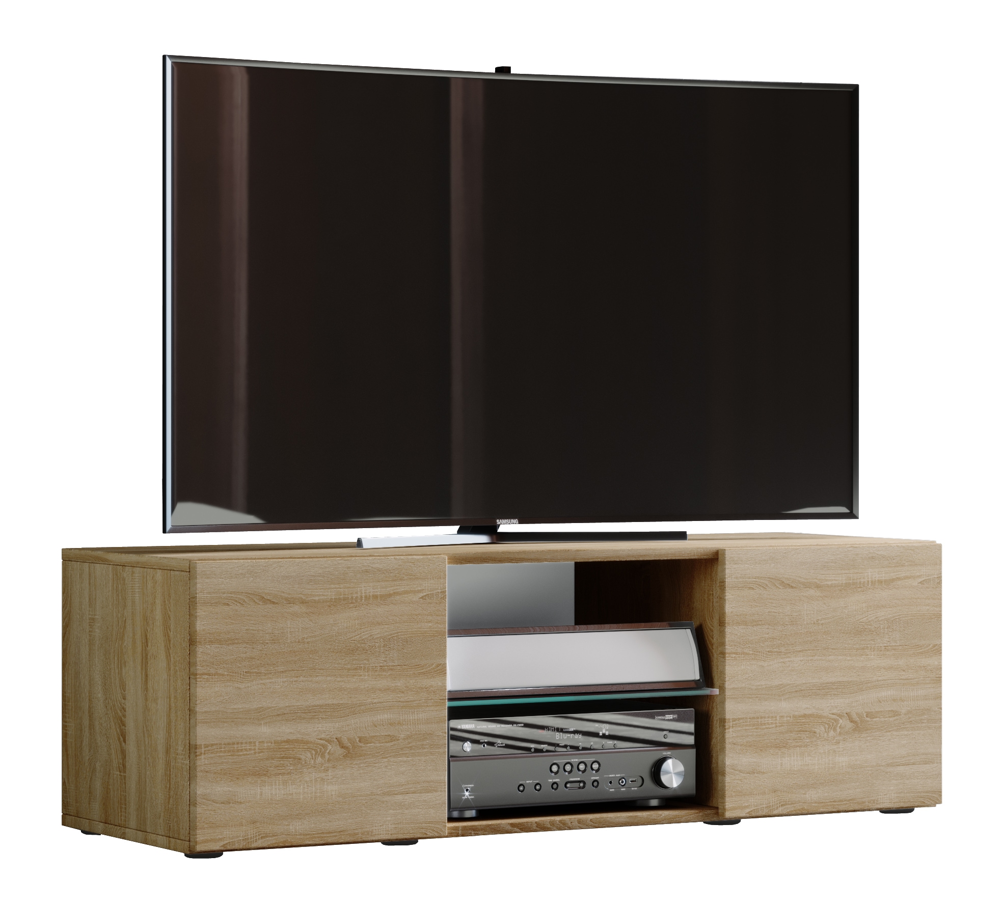 Wohnzimmertisch VCM "Holz TV Lowboard Möbel Fernsehschrank Lowina", braun (sonoma, eiche), B:95cm T:36cm, Sideboards, TV-Sideboard