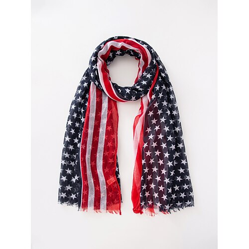 250. Jahrestag der Vereinigten Staaten Frauen Polyester Chiffon Schal mehrere Muster leicht und atmungsaktiv für Frühling Sommer perfekt für USA Unabhängigkeitstag lässige Kleidung Image