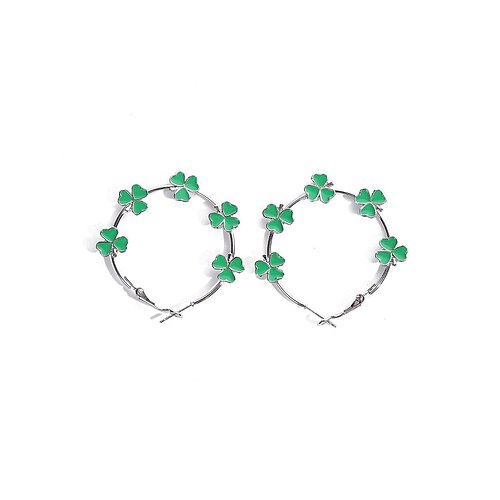 Damen-Ohrringe aus einer Legierung mit Kleeblattmotiv, grünes Kleeblatt-Design, perfekt für den St. Patrick's Day und als lässige Alltagskleidung Image