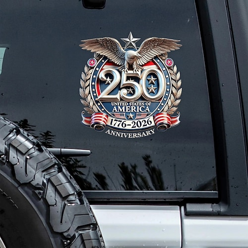 Patriotischer Autoaufkleber zum 250. Jahrestag der USA-Adler, Aufkleber zum 500-jährigen Jubiläum Amerikas (1776–2026), Aufkleber mit der US-Unabhängigkeitsflagge, strapazierfähige Vinylaufkleber für die Autoscheibe Image