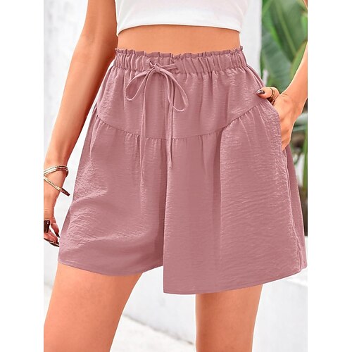 Damen Bermudashorts Jogginghose Chinos Shorts Urlaub Mode Streetwear Kurz Hohe Taille Einfach Tasche Elastischer Bund Bequem Komfort Weich Dehnbar Outdoor Straße Alltagskleidung Armee-Grün Schwarz Image