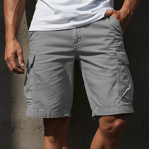 Herren Cargo-Shorts Outdoor Shorts Camping-Shorts Freizeitshorts Wander-Shorts Elastischer Bund Mehrere Taschen Gerader Schnitt Einfach Einheitliche Farbe tragbar Feuchtigkeitsableitend Kurz Lässig Image