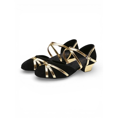 Tanzschuhe für Damen und Mädchen mit Knöchelriemen – professionelle Tanzschuhe mit niedrigem Absatz für Kinder, geeignet für Gesellschaftstanzwettbewerbe und formelle Tanzveranstaltungen Image