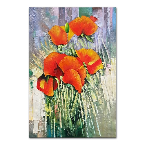 Mintura handgemachte dicke Textur Blumen Ölgemälde auf Leinwand Wandkunst Dekoration modernes abstraktes Bild für Wohnkultur gerolltes rahmenloses ungedehntes Gemälde Image