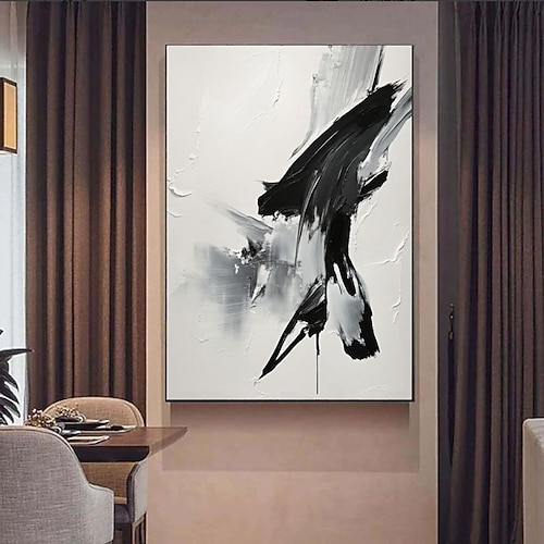 handgefertigte abstrakte Kunst in Schwarz-Weiß, strukturierte Wandkunst in Schwarz-Weiß, Gemälde in Schwarz-Weiß, 3D-Wandkunst in Schwarz-Weiß Image